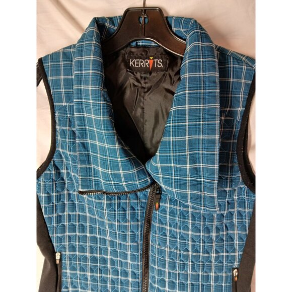 Kerrits Womens Quilted Blue Plaid Riding Vest S Asymmetrical Equestrian Riding - Picture 3 of 16